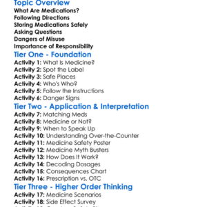 Safe Use Of Medications Worksheet Activity Booklet