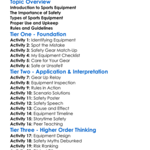 Safe Use Of Sports Equipment Worksheet Activity Booklet