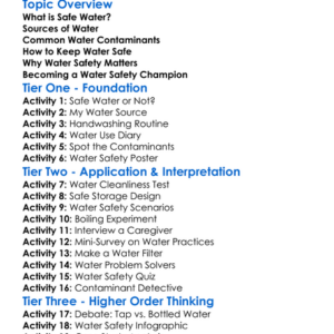 Safe Water Practices Worksheet Activity Booklet