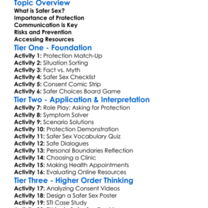 Safer Sex Practices Worksheet Activity Booklet