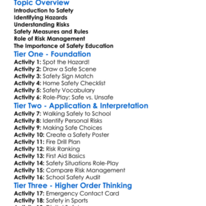Safety And Risk Management Worksheet Activity Booklet