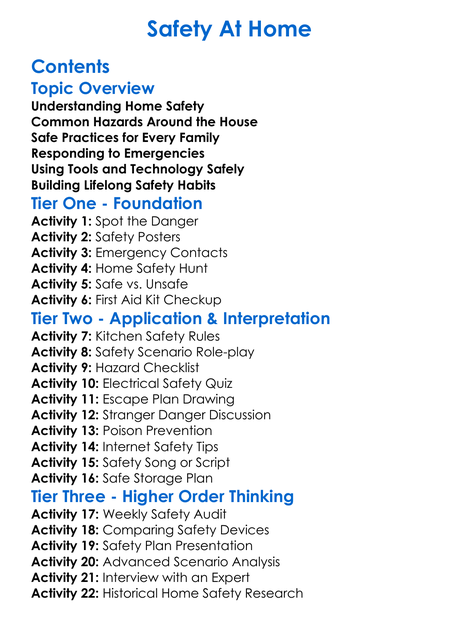 Safety At Home Worksheet Activity Booklet