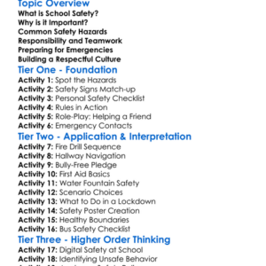 Safety At School Worksheet Activity Booklet