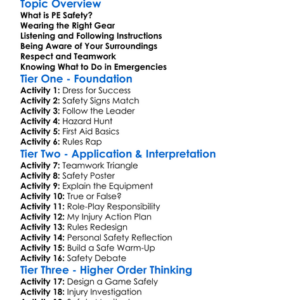 Safety Guidelines In Pe Worksheet Activity Booklet