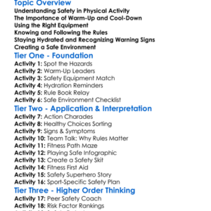 Safety In Physical Activity Worksheet Activity Booklet