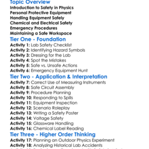 Safety In Physics Experiments Worksheet Activity Booklet