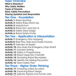 Safety In Robotics Worksheet Activity Booklet