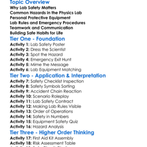 Safety In The Physics Lab Worksheet Activity Booklet