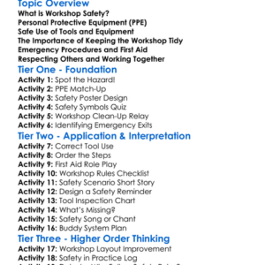 Safety In The Workshop Worksheet Activity Booklet