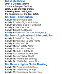 Safety Outdoors Worksheet Activity Booklet
