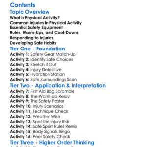 Safety Practices And Injury Prevention In Physical Activity Worksheet Activity Booklet