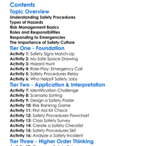 Safety Procedures And Risk Management Worksheet Activity Booklet
