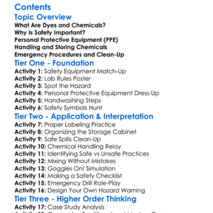 Safety Procedures With Dyes And Chemicals Worksheet Activity Booklet