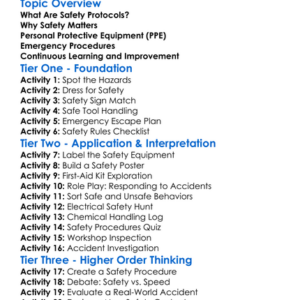 Safety Protocols In Engineering Worksheet Activity Booklet