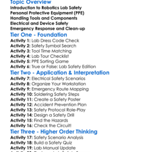 Safety Protocols In Robotics Labs Worksheet Activity Booklet