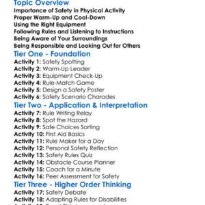 Safety Rules In Physical Activity Worksheet Activity Booklet