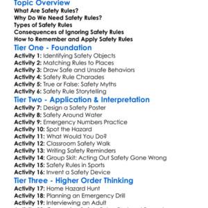 Safety Rules Worksheet Activity Booklet