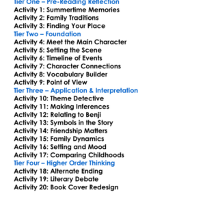 Sag Harbor Colson Whitehead Worksheet Activity Booklet