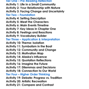 Sailor Song Ken Kesey Worksheet Activity Booklet