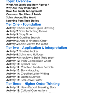 Saints And Holy Figures Worksheet Activity Booklet