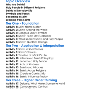 Saints And Holy People Worksheet Activity Booklet