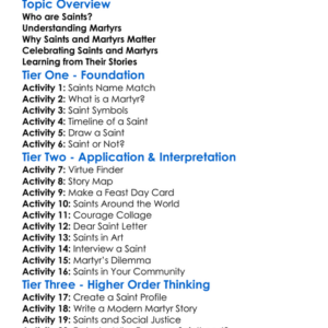 Saints And Martyrs Worksheet Activity Booklet