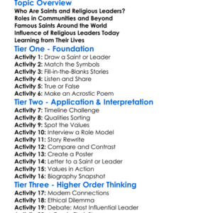 Saints And Religious Leaders Worksheet Activity Booklet