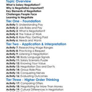 Salary Negotiation Worksheet Activity Booklet
