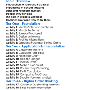 Sales And Purchases Accounting Worksheet Activity Booklet