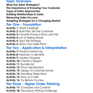 Sales Strategies Worksheet Activity Booklet