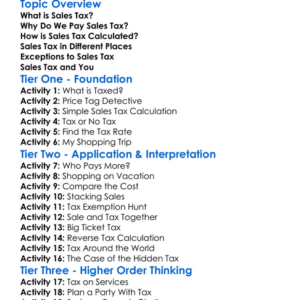 Sales Tax Worksheet Activity Booklet