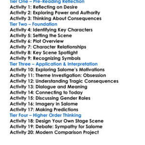 Salome Oscar Wilde Worksheet Activity Booklet