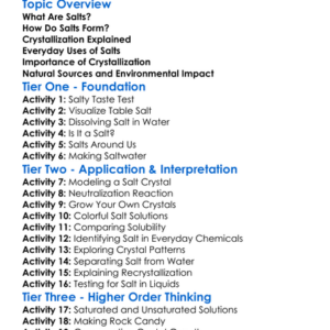 Salts And Crystallization Worksheet Activity Booklet