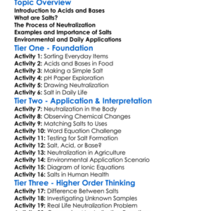 Salts And Neutralization Worksheet Activity Booklet