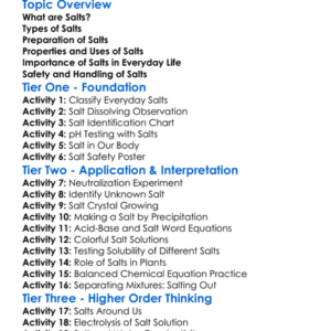 Salts And Their Preparation Worksheet Activity Booklet