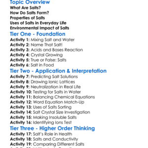 Salts Worksheet Activity Booklet