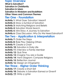 Salvation In Different Religions Worksheet Activity Booklet