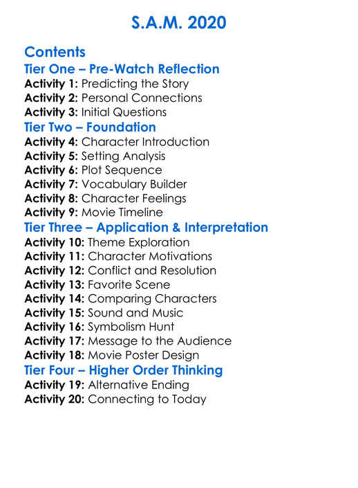Sam 2020 Worksheet Activity Booklet