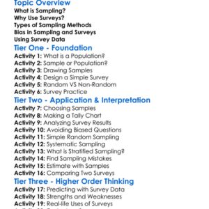 Sampling And Surveys Worksheet Activity Booklet