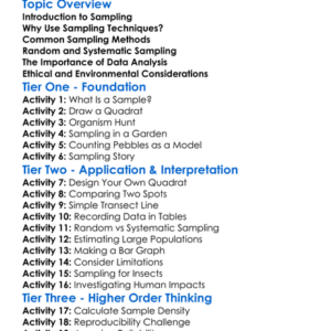 Sampling Techniques In Ecology Worksheet Activity Booklet