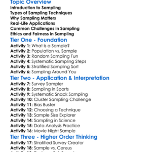 Sampling Techniques Worksheet Activity Booklet