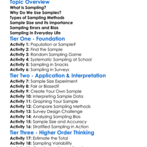 Sampling Worksheet Activity Booklet