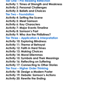 Samson Agonistes John Milton Worksheet Activity Booklet