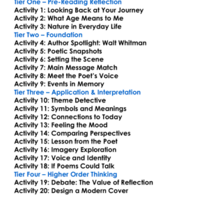 Sands At Seventy Walt Whitman Worksheet Activity Booklet