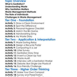 Sanitation And Waste Management Worksheet Activity Booklet