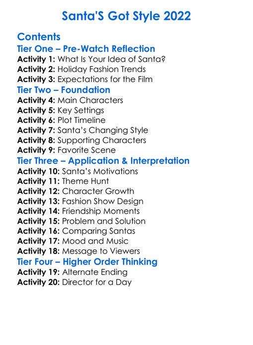 Santas Got Style 2022 Worksheet Activity Booklet