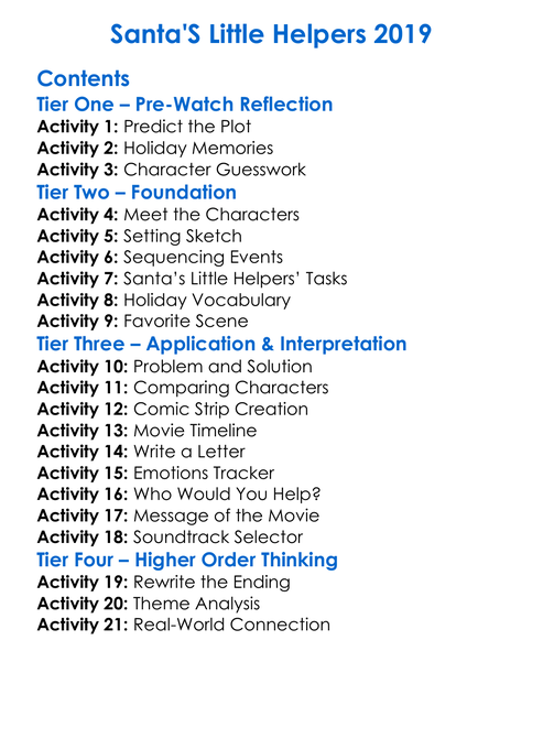 Santas Little Helpers 2019 Worksheet Activity Booklet