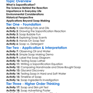 Saponification Worksheet Activity Booklet
