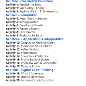 Sarah Plain And Tall 1991 Worksheet Activity Booklet