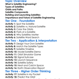 Satellite Engineering Worksheet Activity Booklet